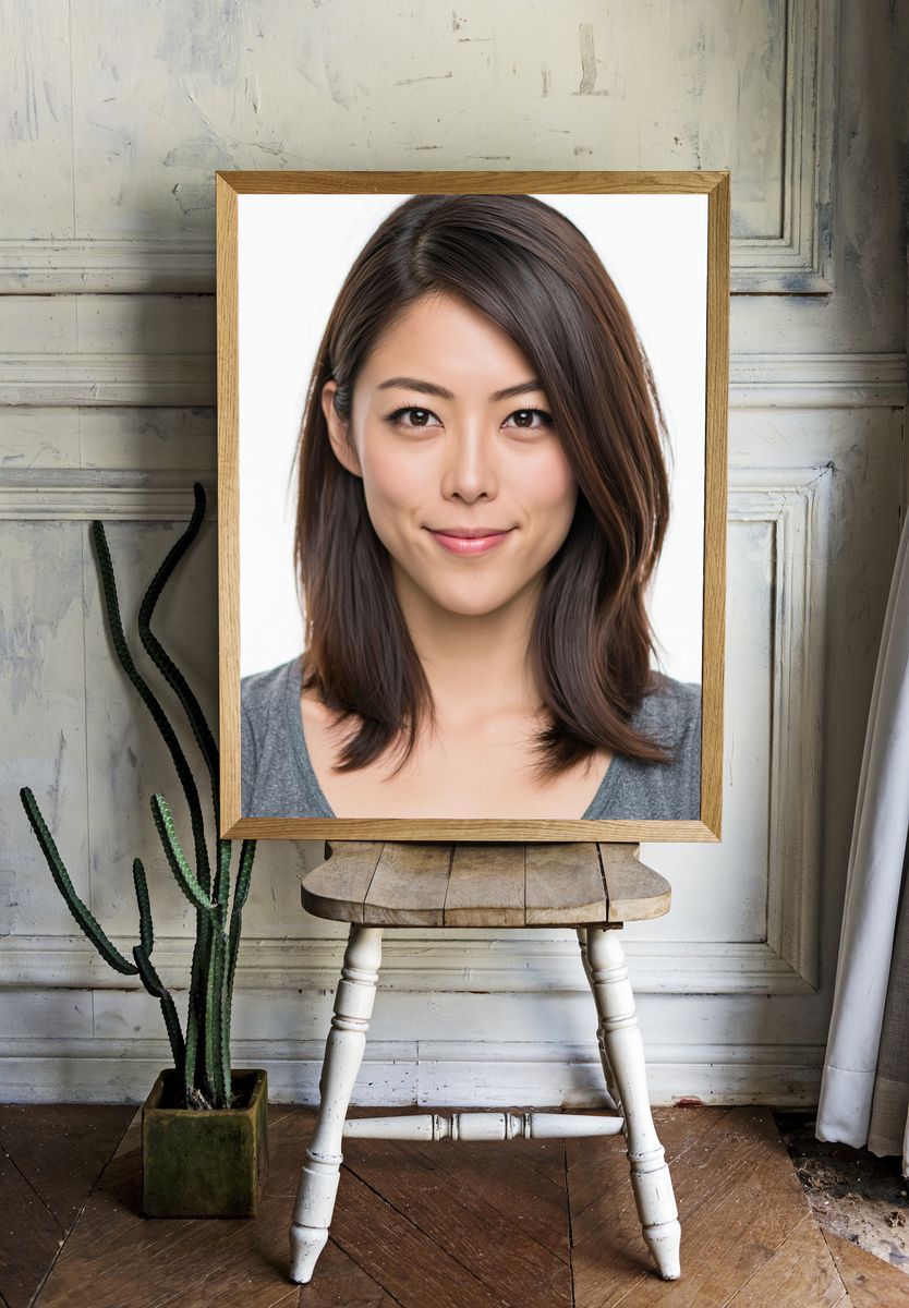 Smiling Woman Portrait Print. — room view 1