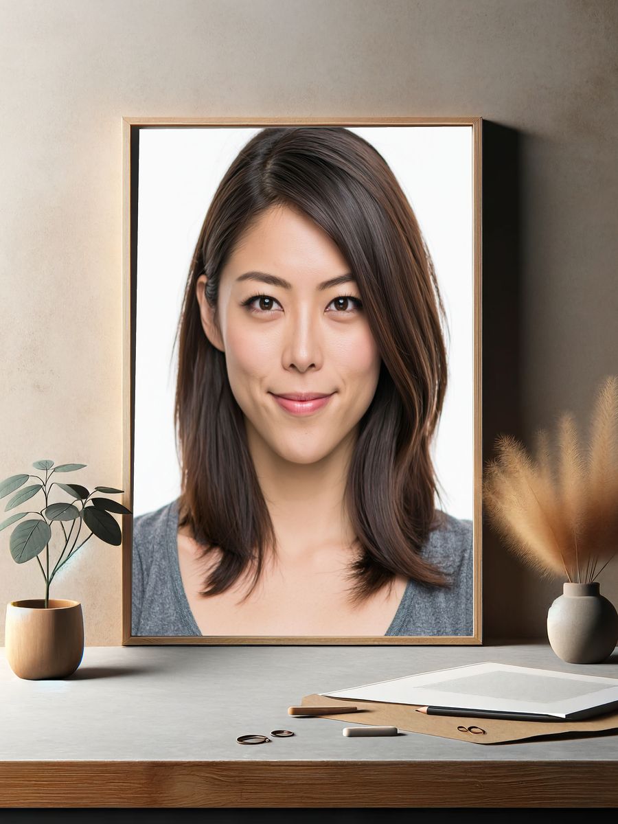 Smiling Woman Portrait Print. — room view 2