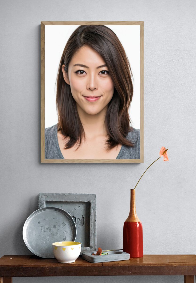 Smiling Woman Portrait Print. — room view 3