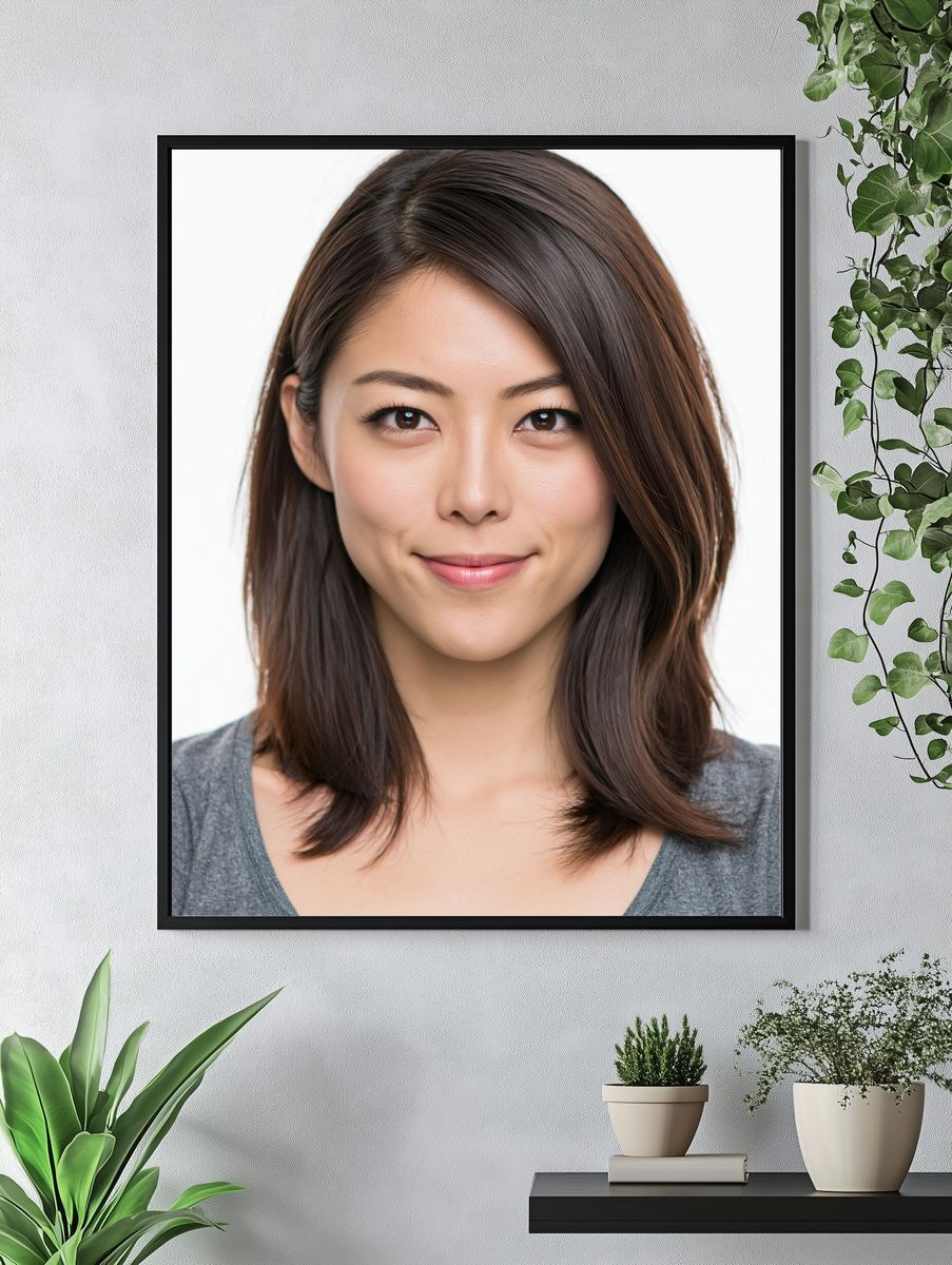 Smiling Woman Portrait Print. — room view 4