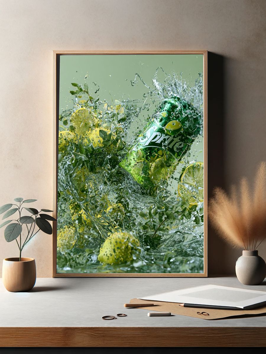 Lemon Soda Splash Photography Print. — room view 2