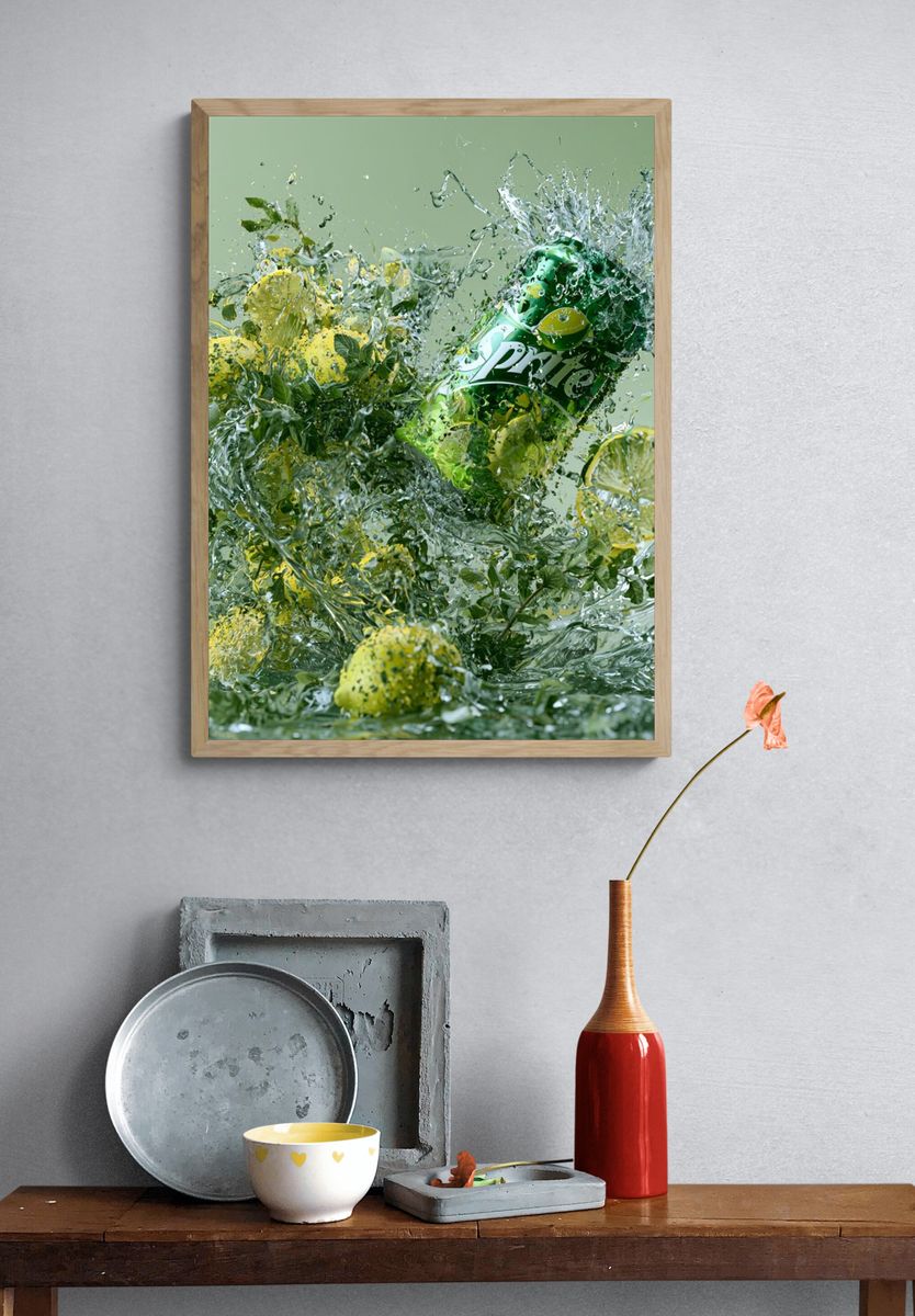Lemon Soda Splash Photography Print. — room view 3