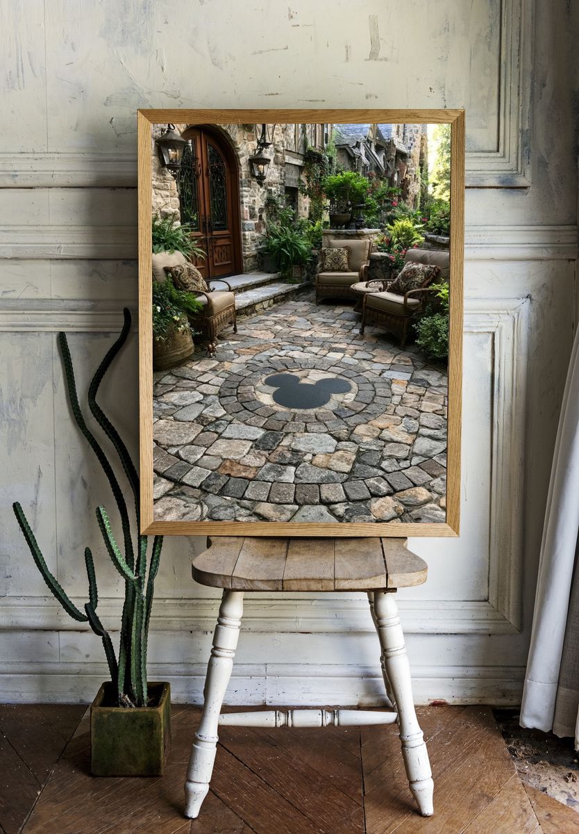 Stone Courtyard Garden Photography Poster. — room view 1