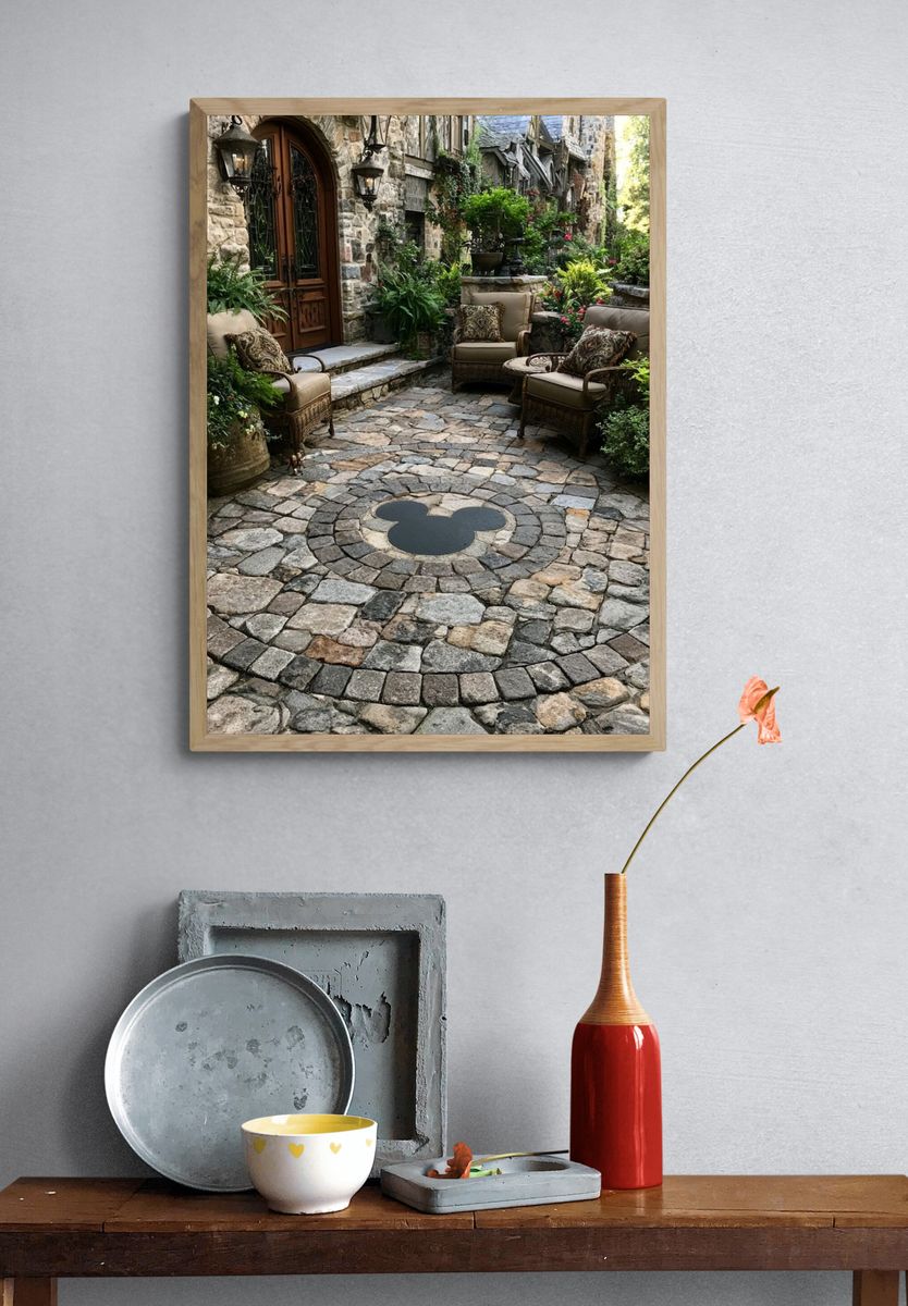 Stone Courtyard Garden Photography Poster. — room view 3