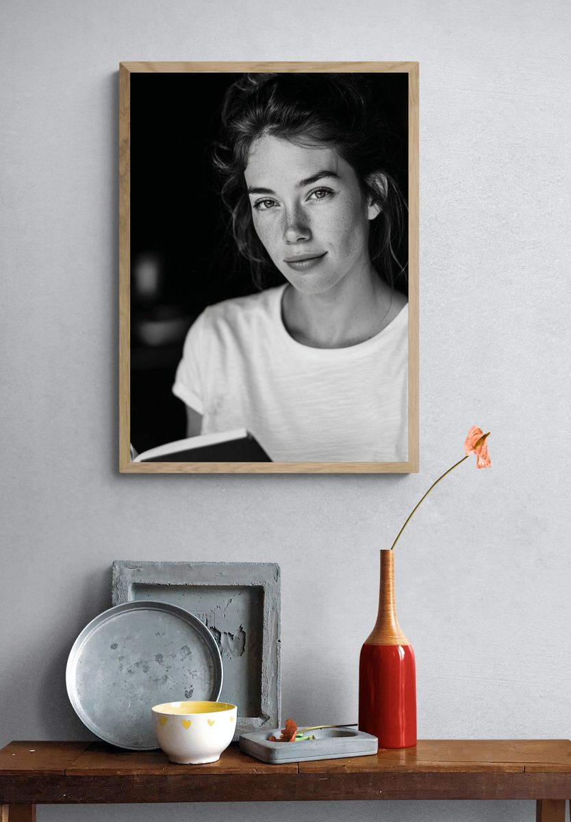 Freckled Portrait Black-White Print. — room view 3