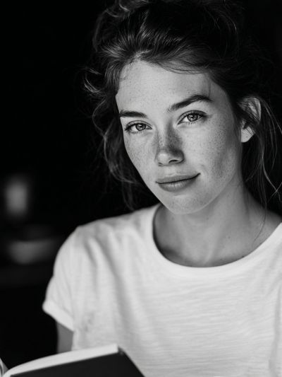 Freckled Portrait Black-White Print.