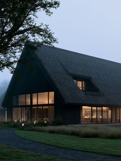 Thatched House at Dusk Photography Poster.