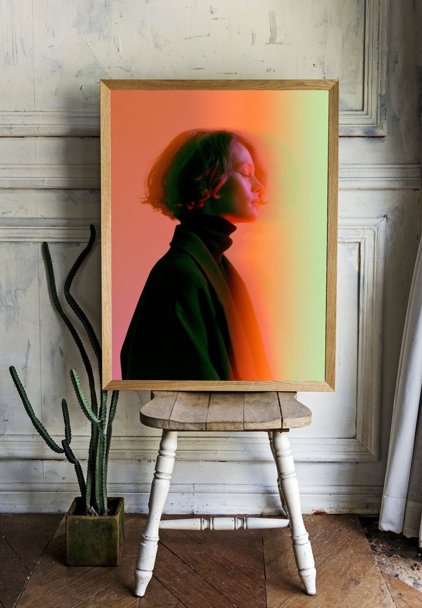Neon Profile Portrait Poster. — room view 1