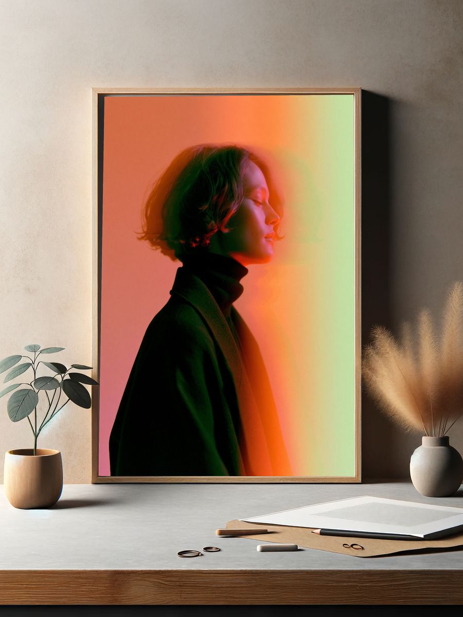 Neon Profile Portrait Poster. — room view 2