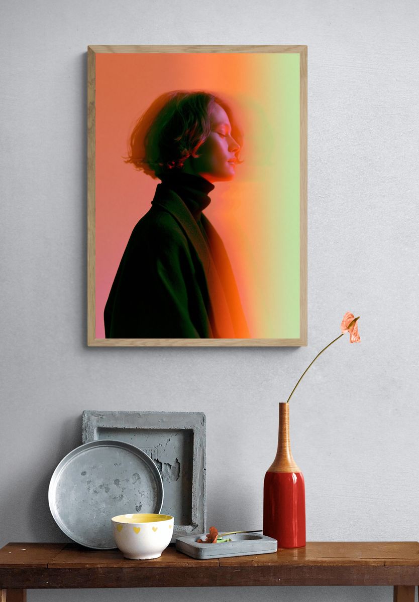 Neon Profile Portrait Poster. — room view 3