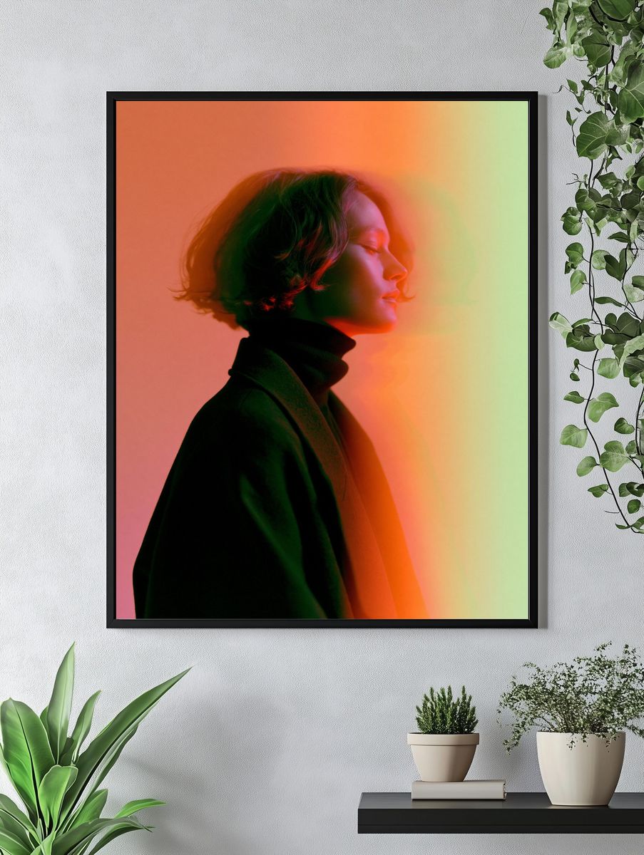 Neon Profile Portrait Poster. — room view 4
