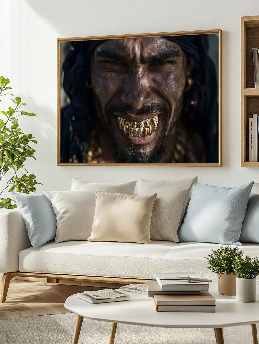 Gold Grill Portrait Poster. — room view 2