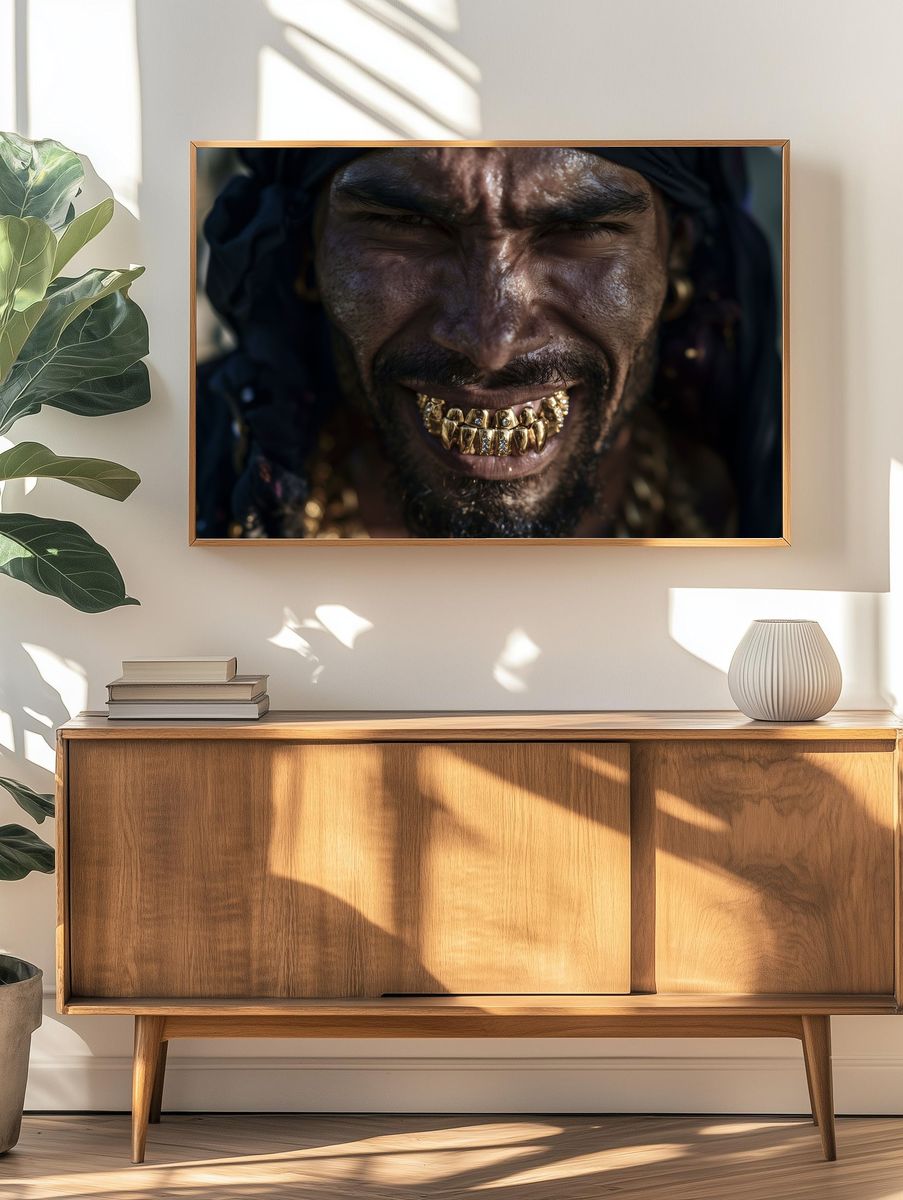 Gold Grill Portrait Poster. — room view 3