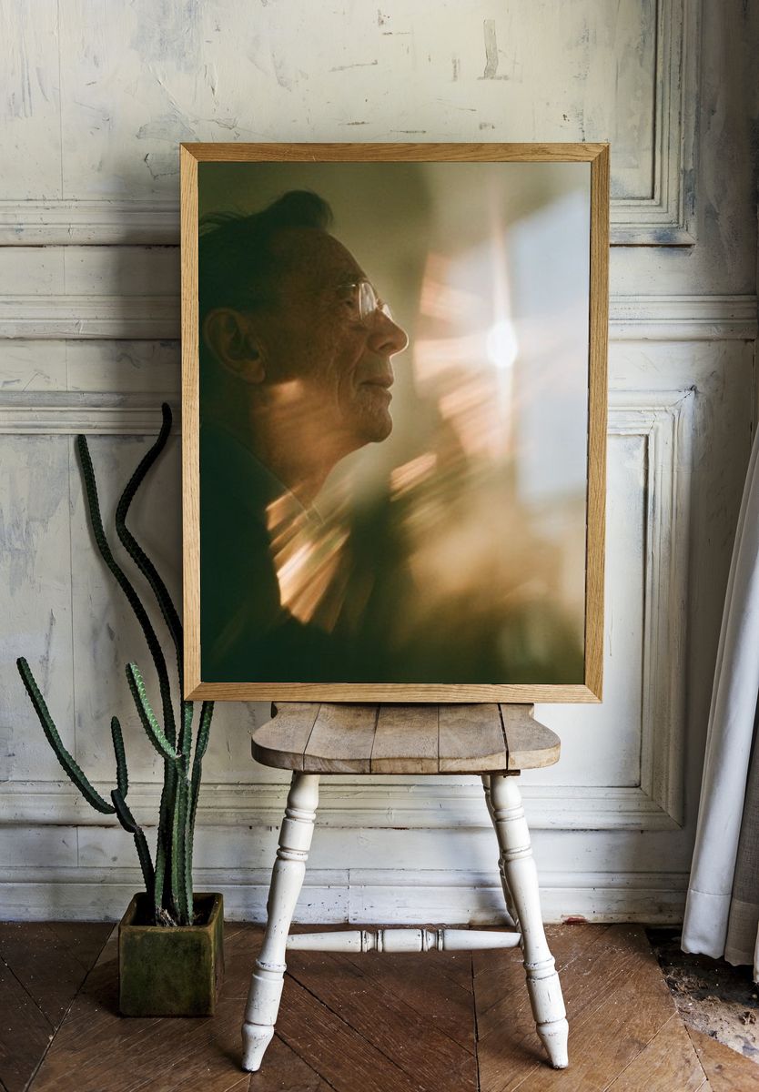 Elderly Man in Sunlight Photography Poster. room preview