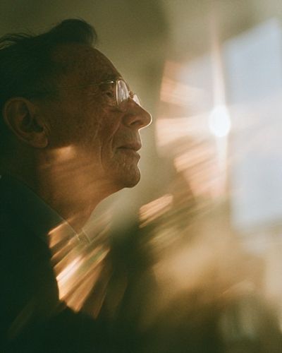 Elderly Man in Sunlight Photography Poster. poster