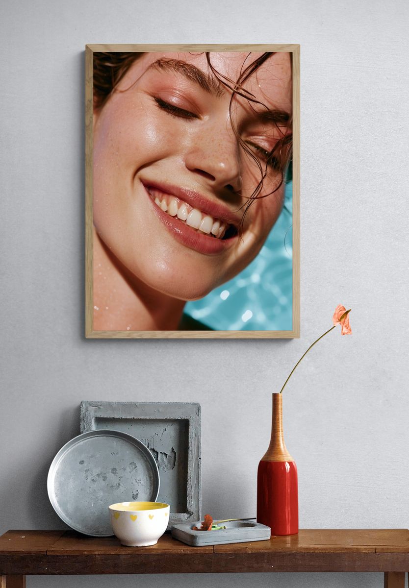 Smiling Woman Portrait Print. — room view 3