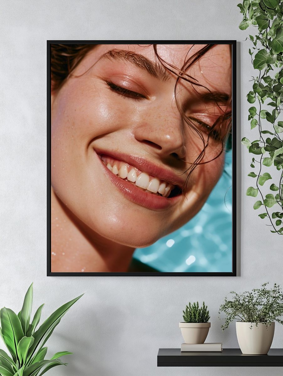 Smiling Woman Portrait Print. — room view 4