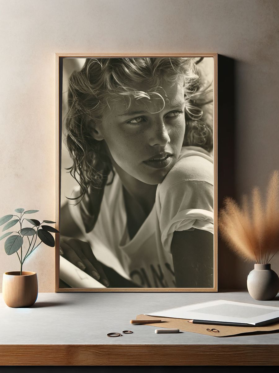 Sepia Portrait of a Young Woman Poster. — room view 2