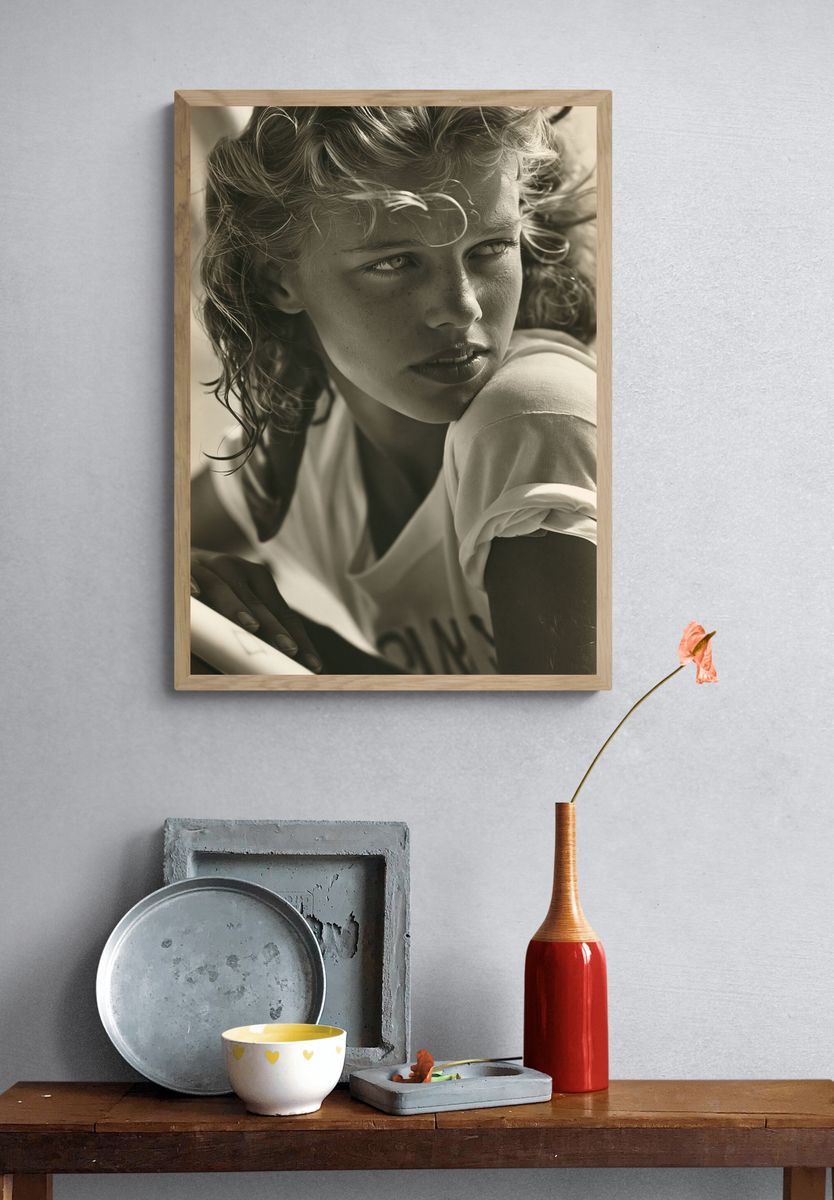 Sepia Portrait of a Young Woman Poster. — room view 3
