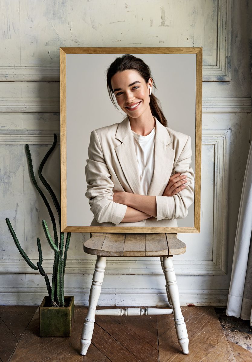 Smiling Woman Portrait Poster. room preview