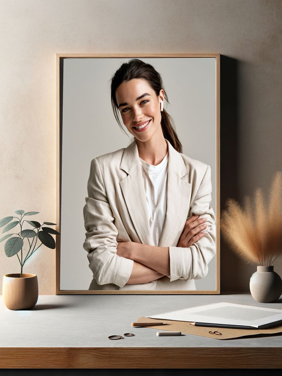 Smiling Woman Portrait Poster. — room view 2