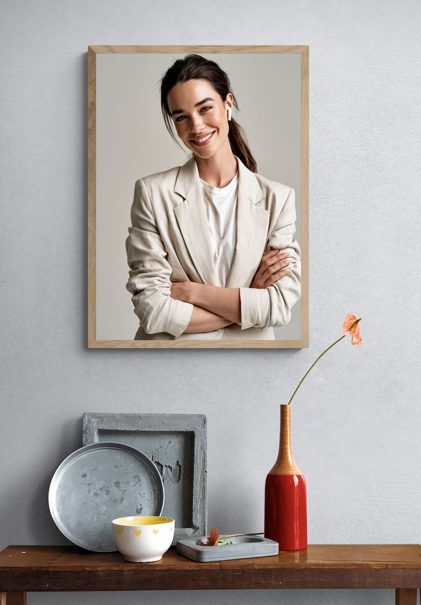 Smiling Woman Portrait Poster. — room view 3