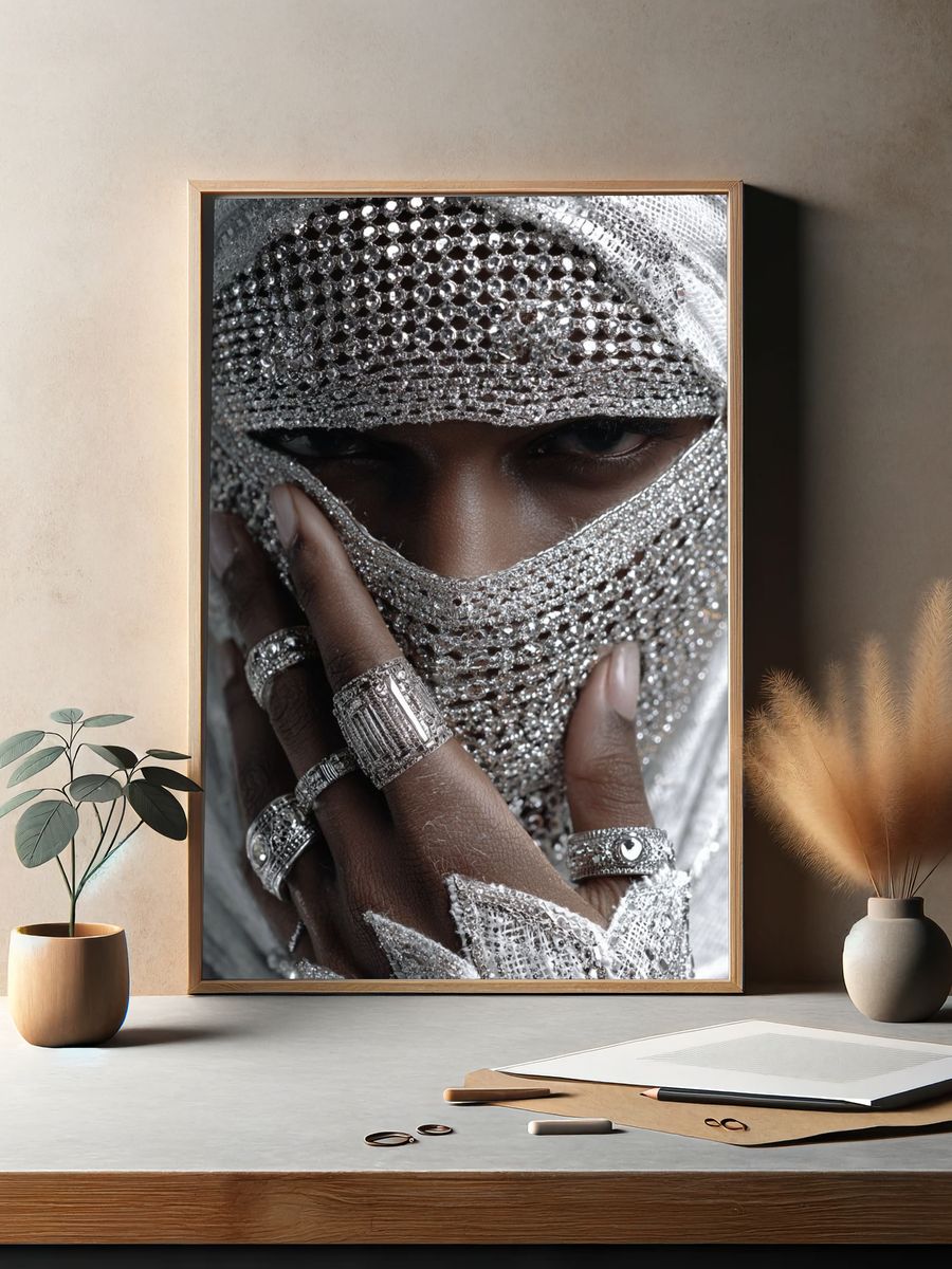 Silver Veil Portrait Photography Poster. — room view 2