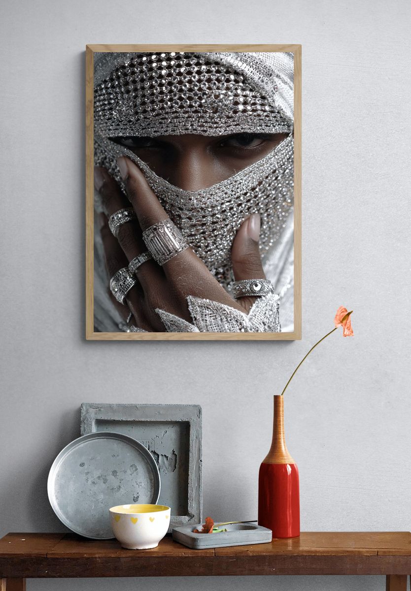 Silver Veil Portrait Photography Poster. — room view 3