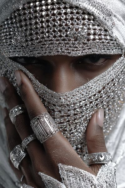 Silver Veil Portrait Photography Poster. poster