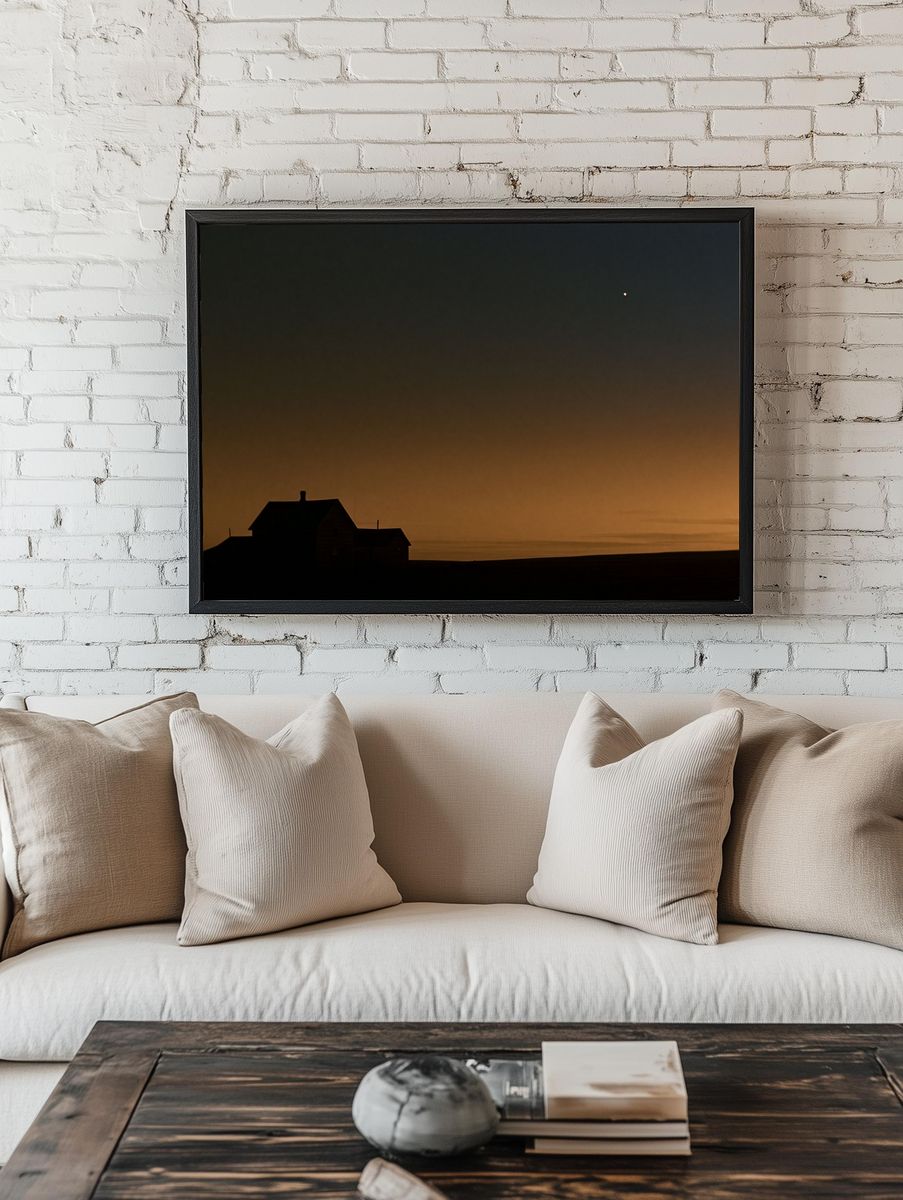 Twilight House Silhouette Photography Poster. — room view 1