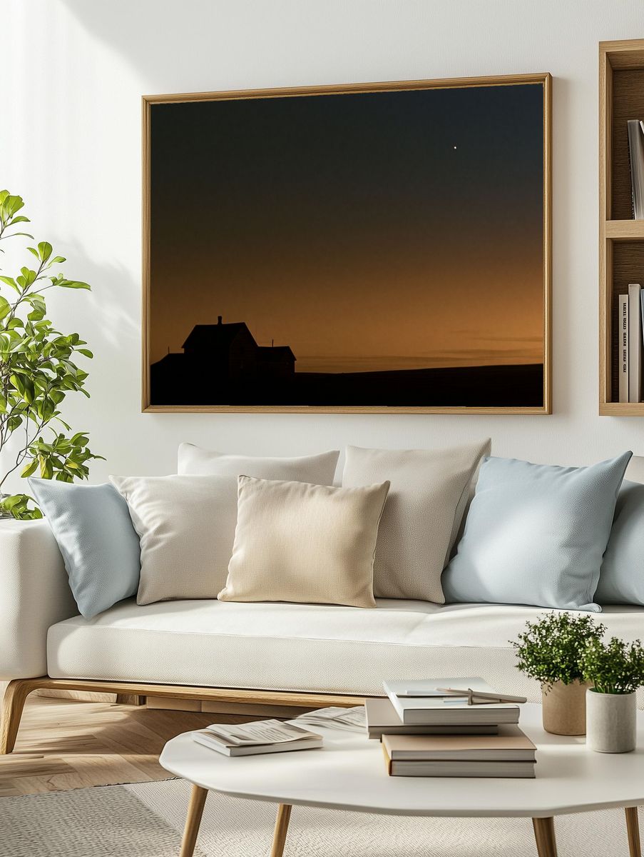 Twilight House Silhouette Photography Poster. — room view 2