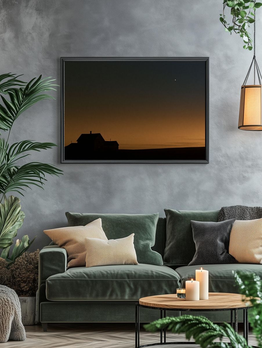Twilight House Silhouette Photography Poster. — room view 4