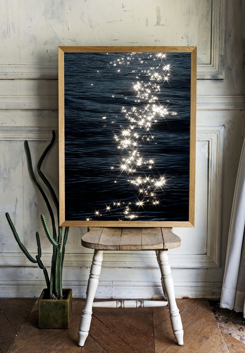 Sunlit Water Sparkle Photography Poster. — room view 1