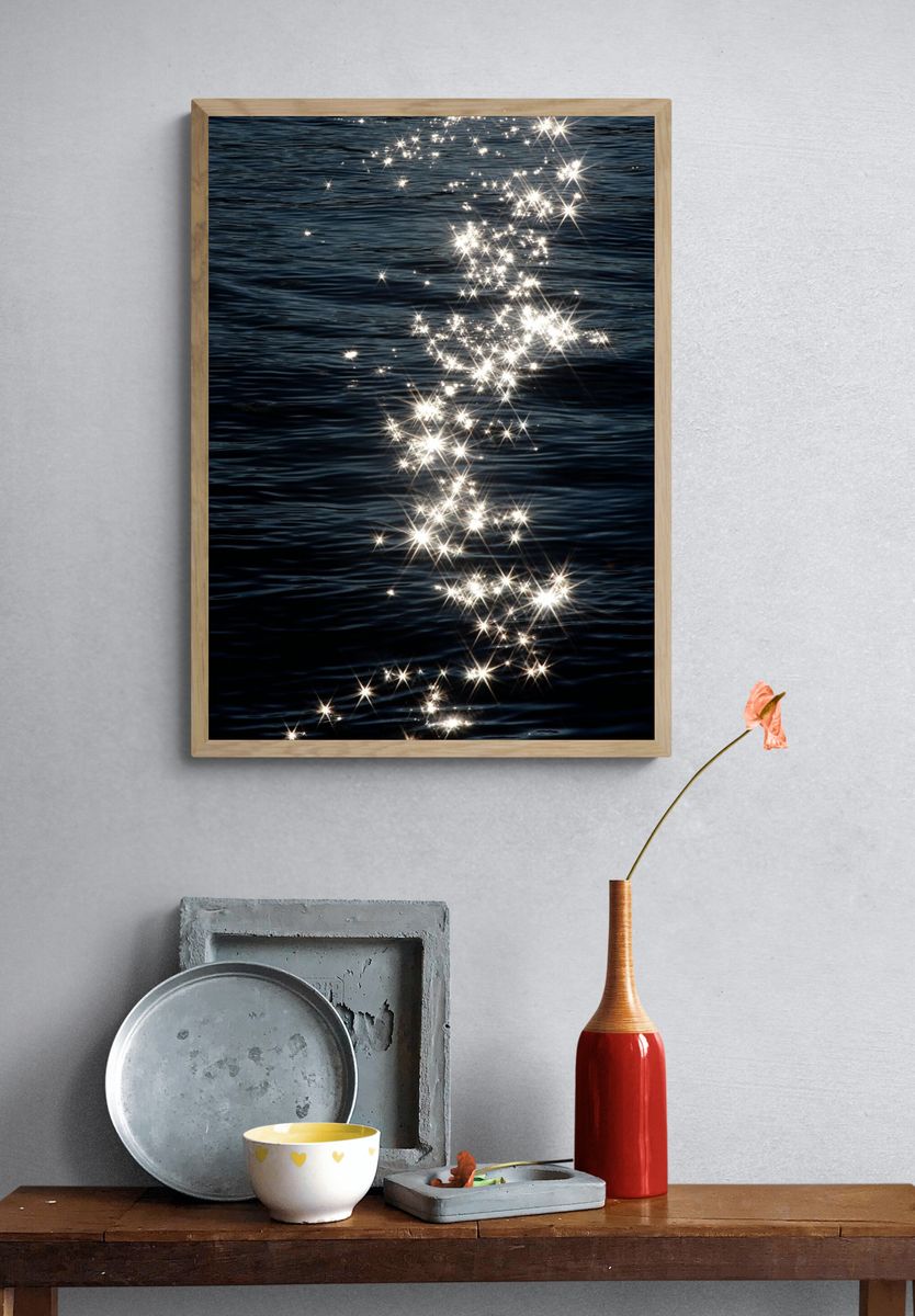 Sunlit Water Sparkle Photography Poster. — room view 3