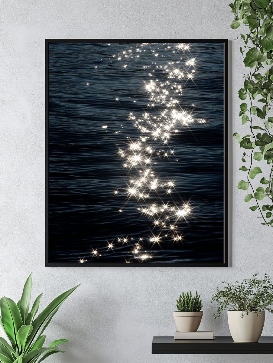 Sunlit Water Sparkle Photography Poster. — room view 4