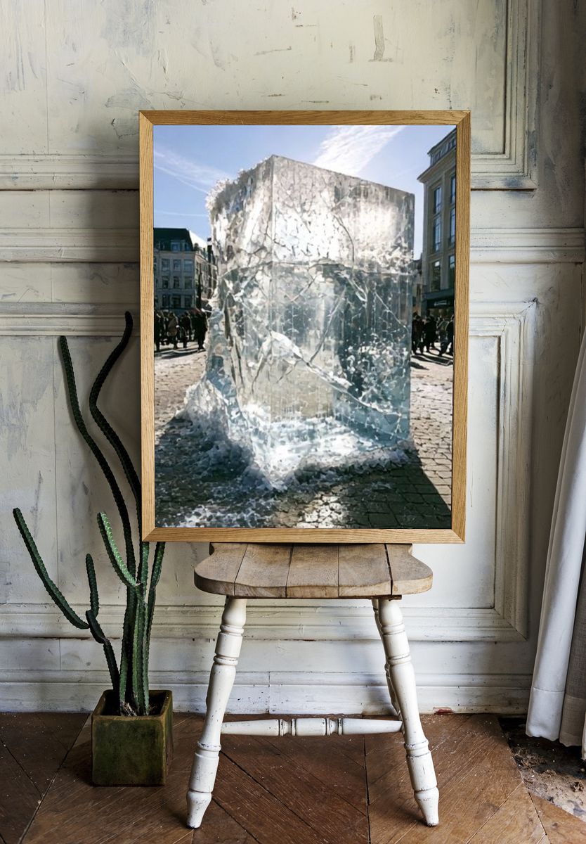 Ice Cube Cityscape Photography Poster. — room view 1