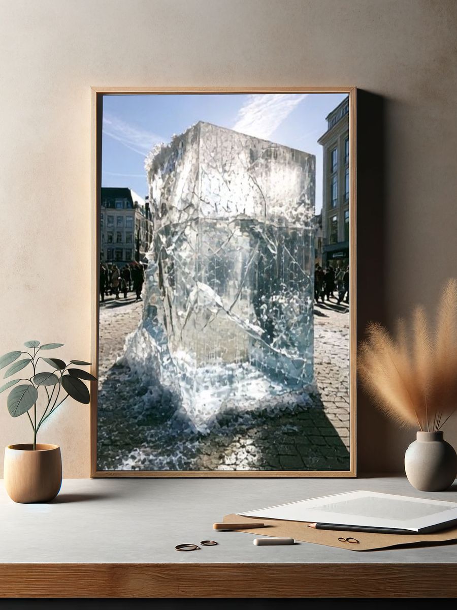 Ice Cube Cityscape Photography Poster. — room view 2