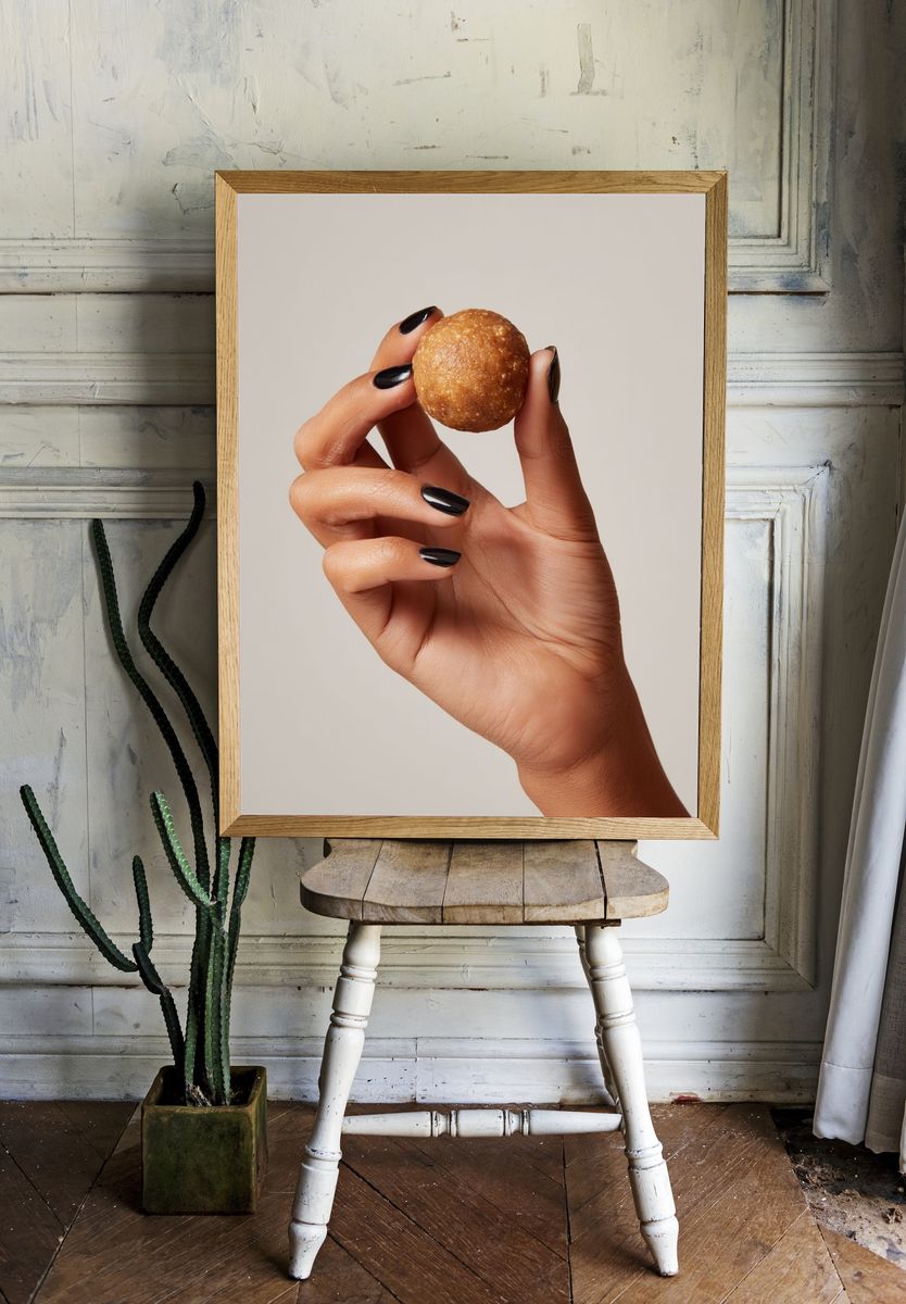Hand Holding Sweet Treat Photography Poster. — room view 1