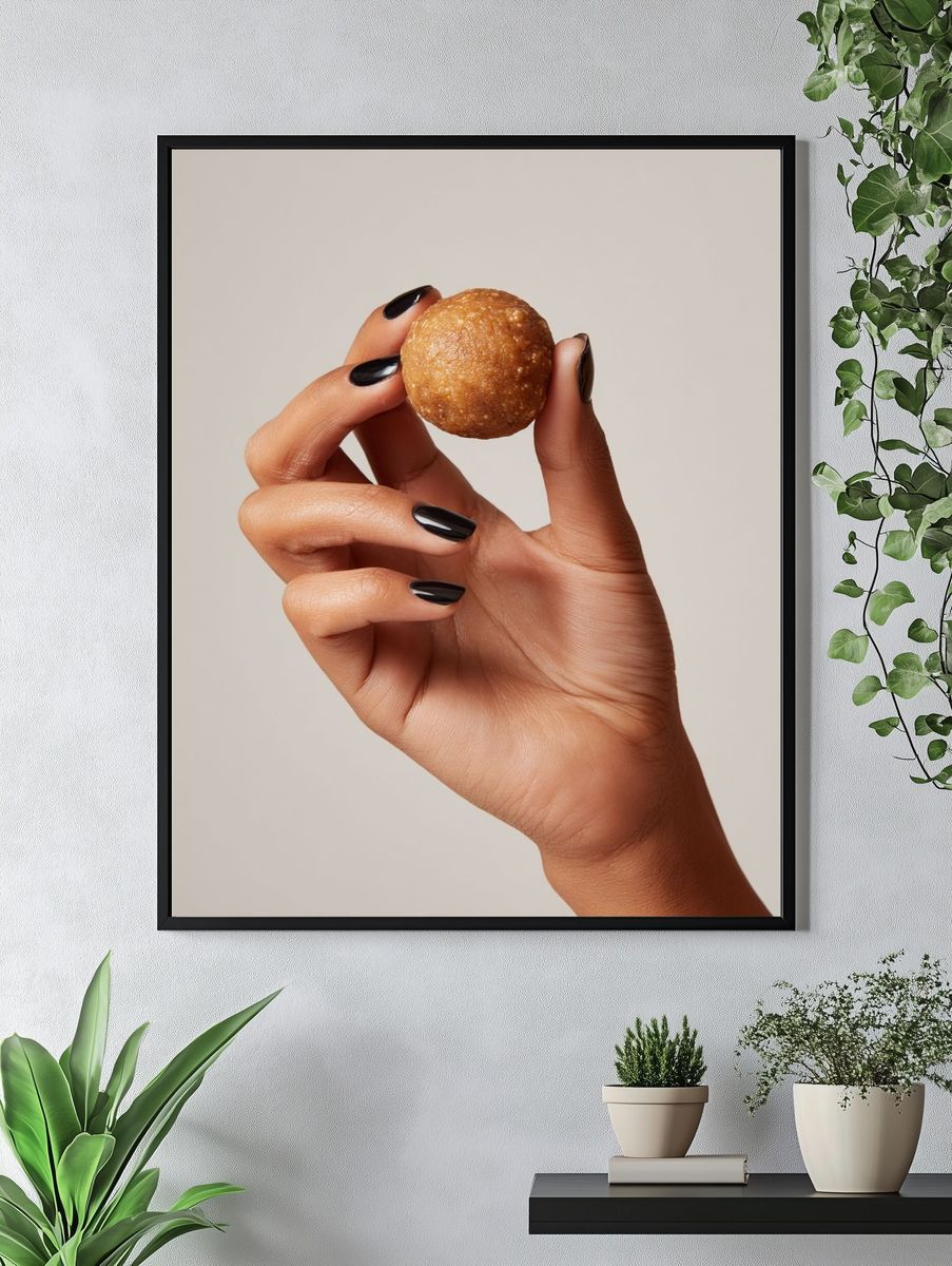 Hand Holding Sweet Treat Photography Poster. — room view 4