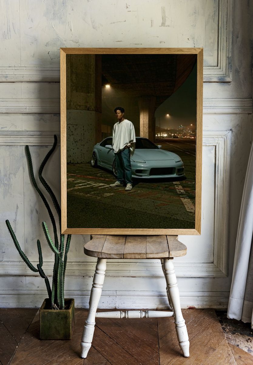 Night Street Car Portrait Poster. room preview
