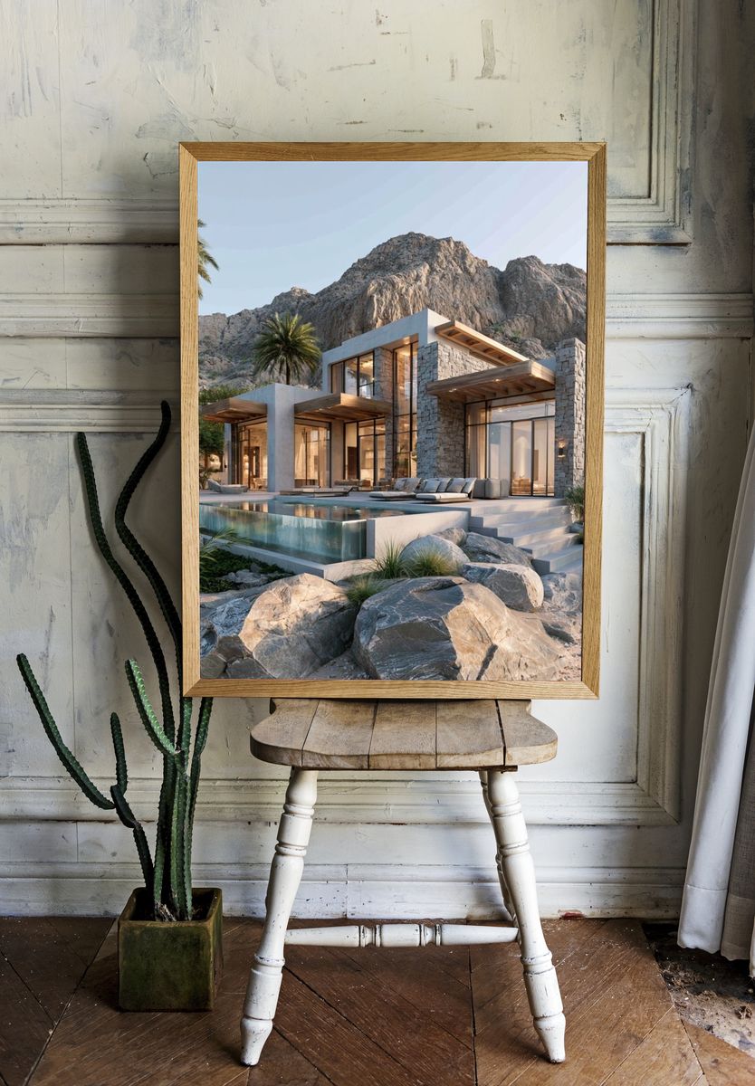 Desert Modern Villa Photography Poster. room preview