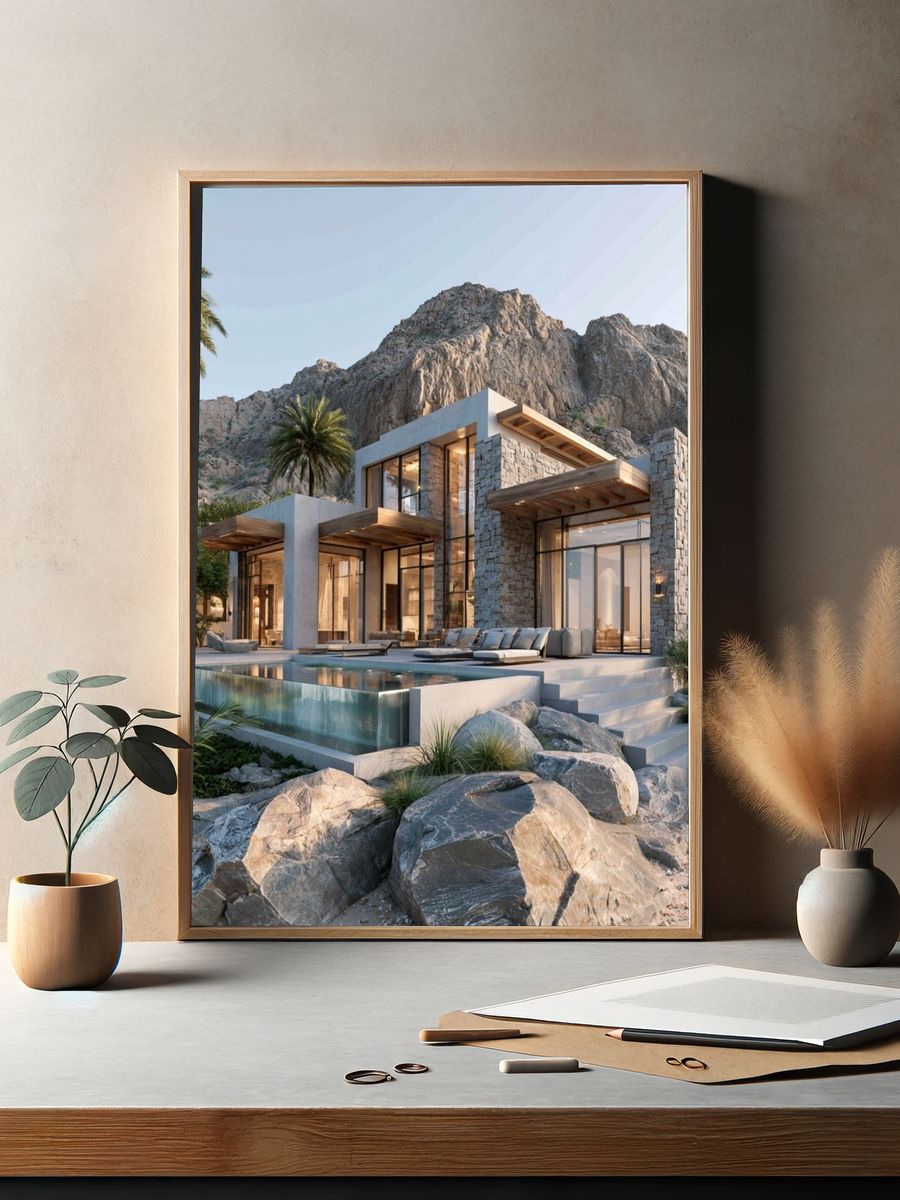 Desert Modern Villa Photography Poster. — room view 2