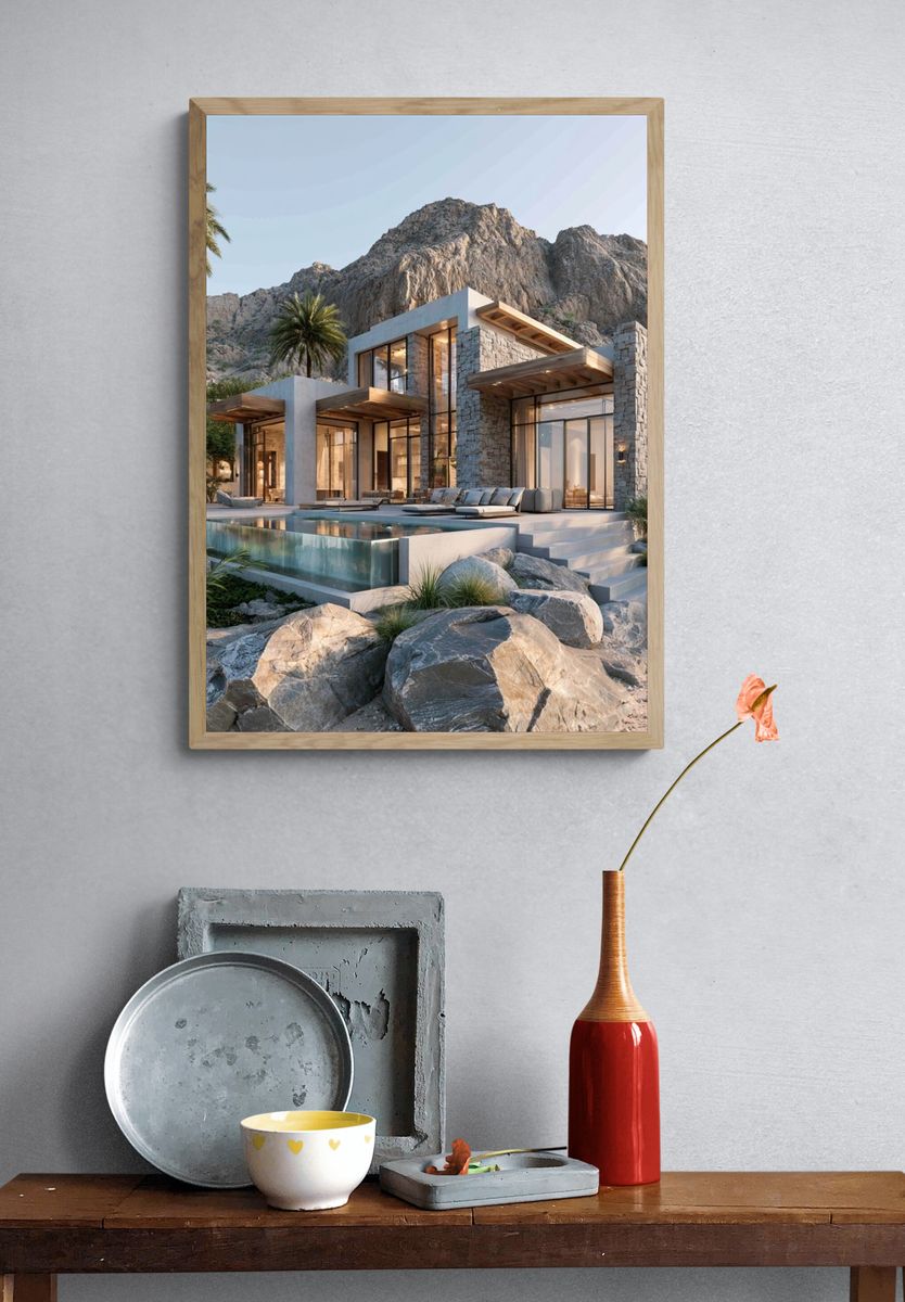 Desert Modern Villa Photography Poster. — room view 3