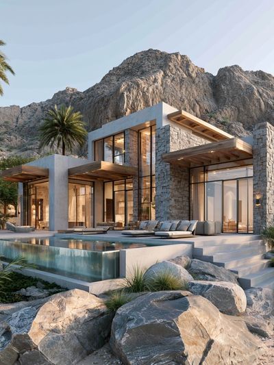 Desert Modern Villa Photography Poster.