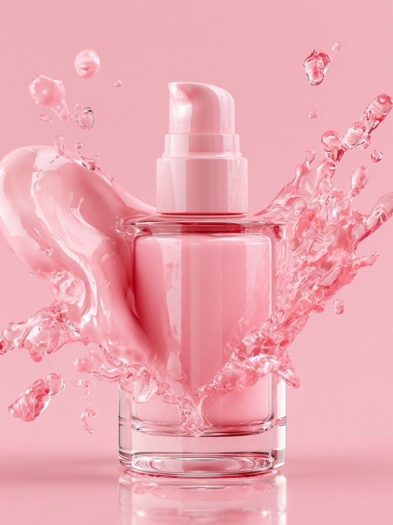 Pink Skincare Bottle Photography Poster. poster detail