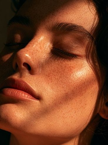 Sunlit Freckled Portrait Photography Poster. poster detail