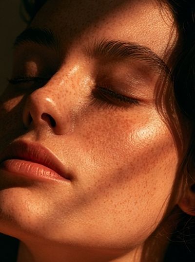 Sunlit Freckled Portrait Photography Poster. poster