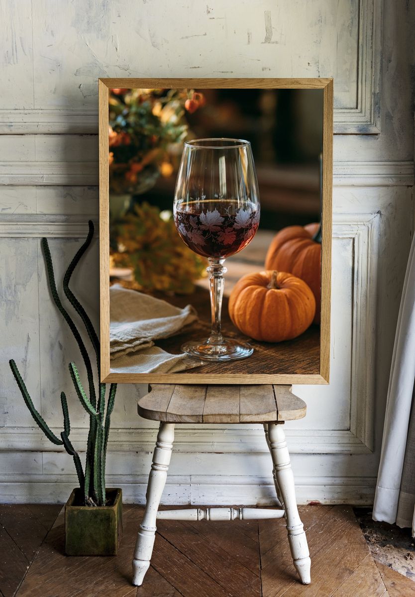 Autumn Wine Still Life Poster. — room view 1