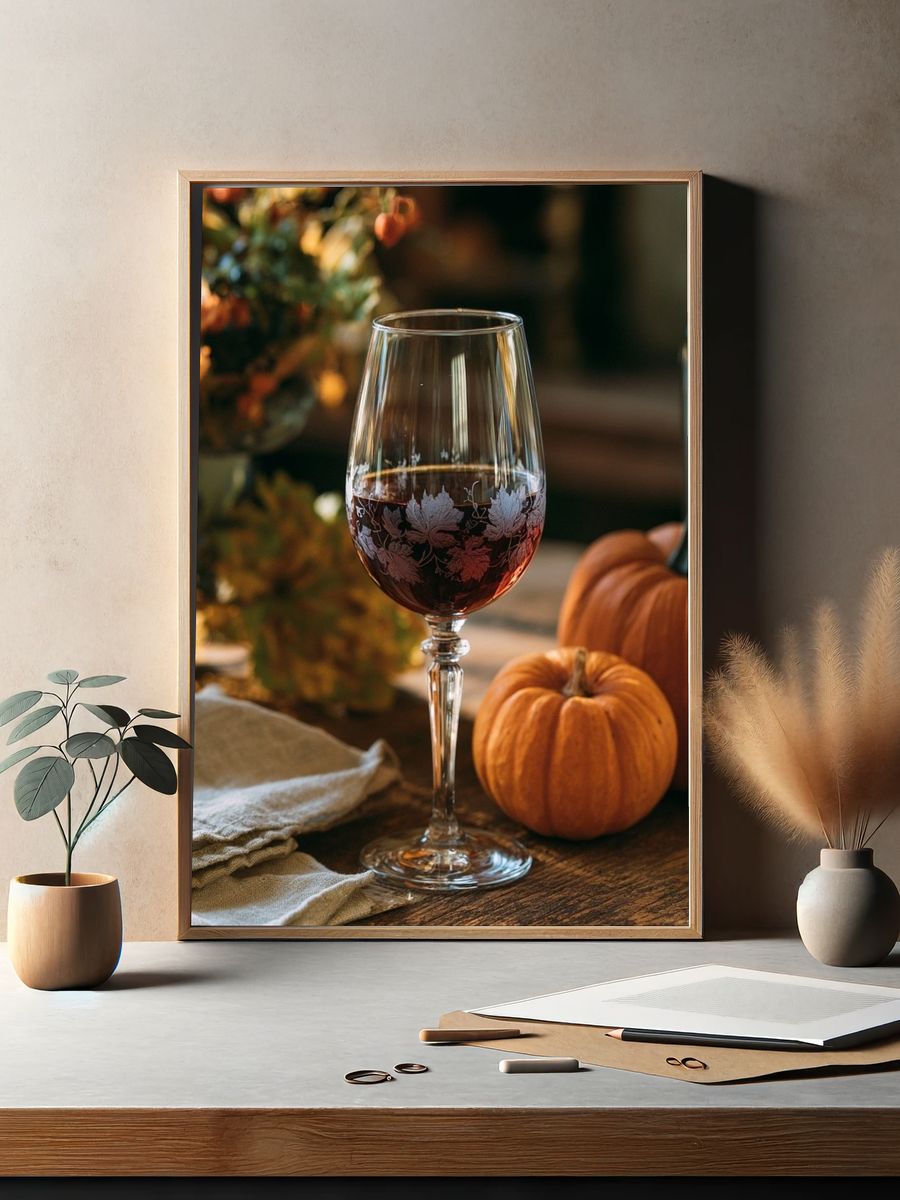 Autumn Wine Still Life Poster. — room view 2