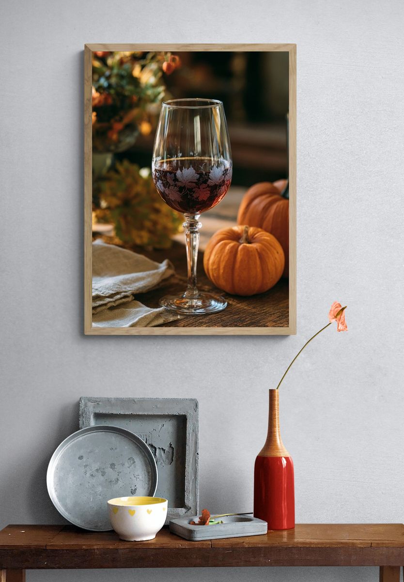 Autumn Wine Still Life Poster. — room view 3